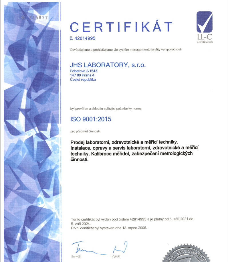 LL-C ISO 9001 JHS_LABORATORY 2021 (cz)